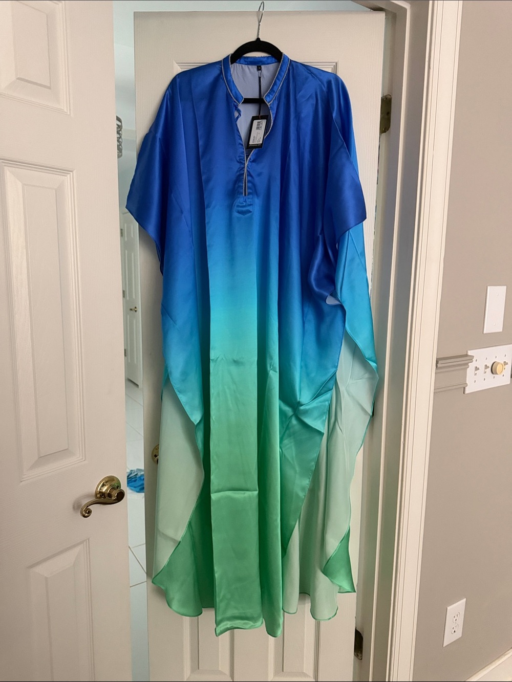 Johnny Was Blue to Green Ombre Silk Caftan